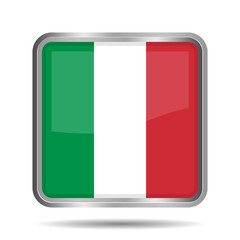 3D Glossy Vector Illustration of Italy's Flag, Rectangular or Square Shape, Scalable EPS File