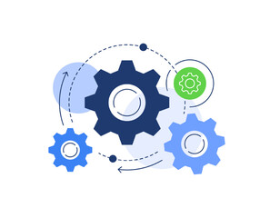 Cogwheels working process,Infographic element,Chart with arrows and wheels,flat design icon vector illustration