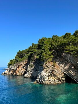 Adriatic sea and layered cliffs