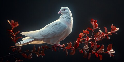 International Day of Peace white dove with olive branch, September 21st