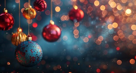 Fototapeta premium Red Christmas Ornaments Hanging