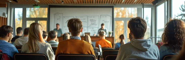 Students Listening to Presentation in Classroom