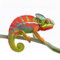 Obraz premium caméléon, animal, reptiles, vert, coloré, nature, coloré, animal de compagnie, isolé, faune, branchages, blanc, sauvage, yeux, Madagascar, ecaillé, yeux, dépaysant, macro, camouflage, drôle, dragon,
