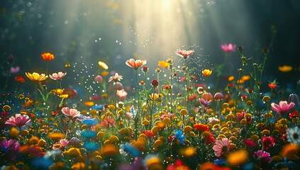 Vibrant Springtime Garden Bursting with Colorful Blossoms and Nature s Rejuvenating Energy
