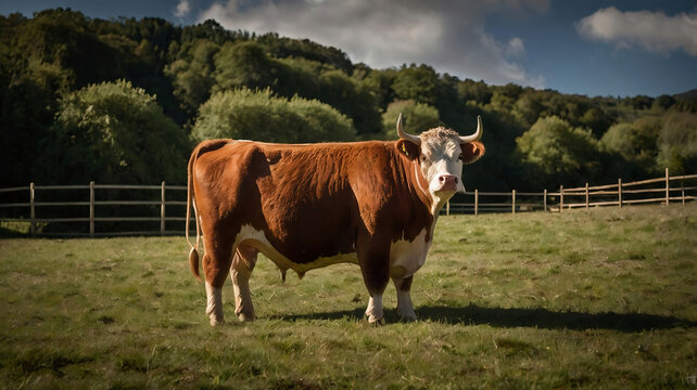 Portrait of a simmental cow on the farm