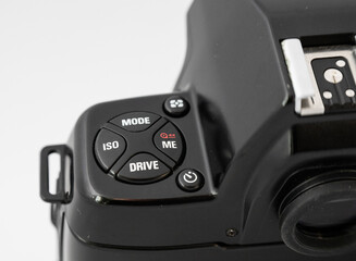 Nikon F-801 SLR camera on white background.