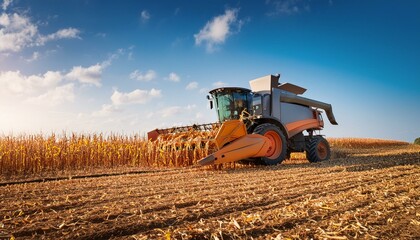 Obraz premium A combine harvester or tractor working on a field