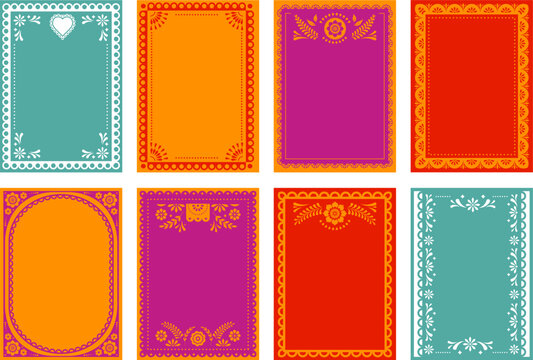 Mexican Frames collection. Wedding, Cinco de Mayo, Fiesta, Dia De Los Muertas, Day of the dead, Mexican holiday. Vertical banner, cards design