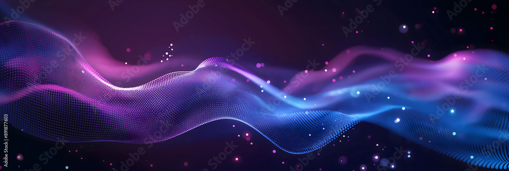 Wall mural data waves. modern neon abstract backdrop. virtual ciberspace.