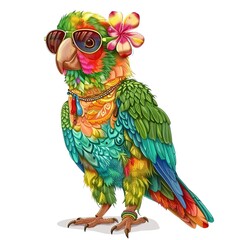 Naklejka premium Parrot Tomboy fashion cartoon isolated whitebackground