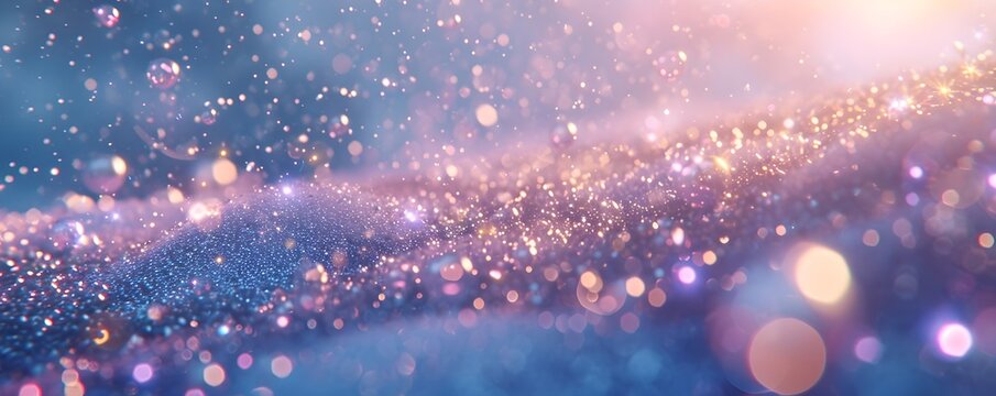 Fototapeta Shining glitter lights. Shimmer hologram pastel crystal texture. Unicorn or mermaid color. Retro disco concept. Rainbow holographic abstract background for design banner, poster, wallpaper