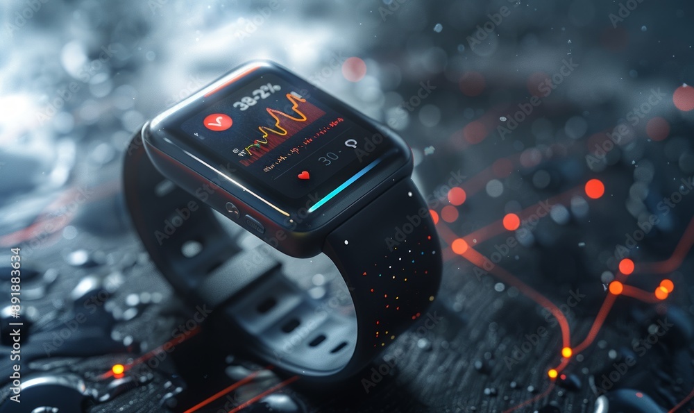 Poster advanced fitness tracker monitoring health metrics in real-time