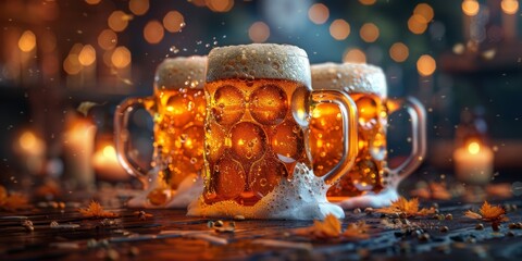National Drink Beer Day frothy beer mugs, September 28th