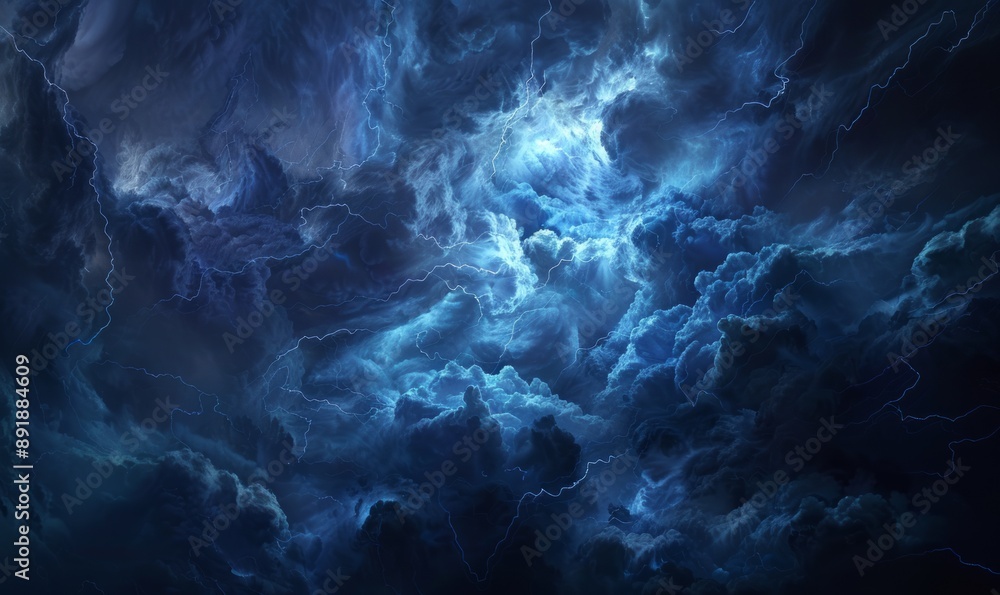 Poster storm clouds churn and roil, their dark forms contrasting with flashes of lightning