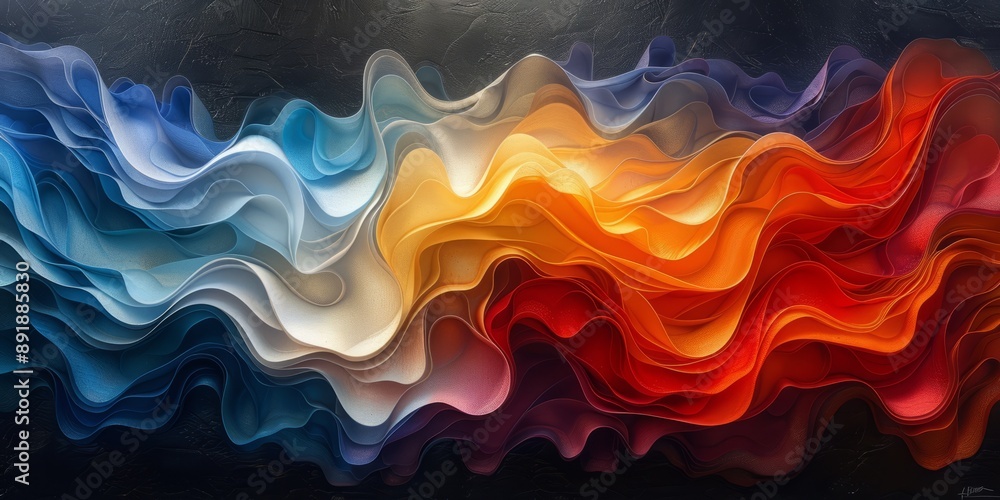 Poster abstract painting with a harmonious blend of shapes and colors, creating a visually balanced and coh