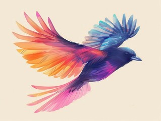 Obraz premium A colorful bird with a black beak flying in the sky