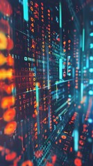 Obraz premium A colorful image of binary code with a blue background