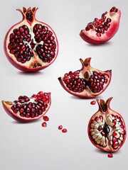 Fresh Red Pomegranate Isolated for Sweet Juicy Tropical Dessert