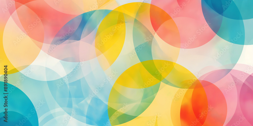 Poster Colorful abstract background with overlapping circles creating dynamic composition