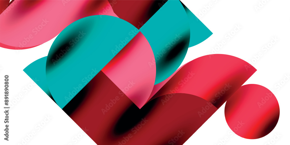 Poster tech minimal circular shapes geometric art. vector modern circles