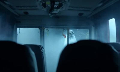 Horror ghost scary in the bus