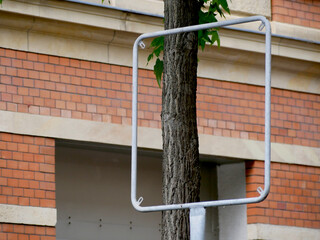empty frame of a traffic sign in a urban street