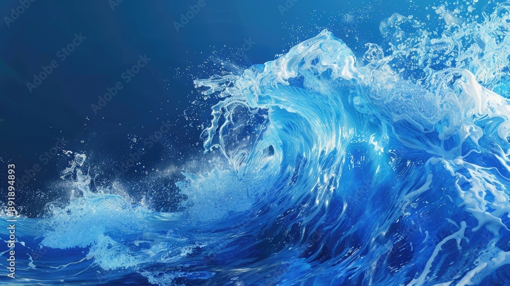 Poster dynamic ocean wave crashing with splashes of water
