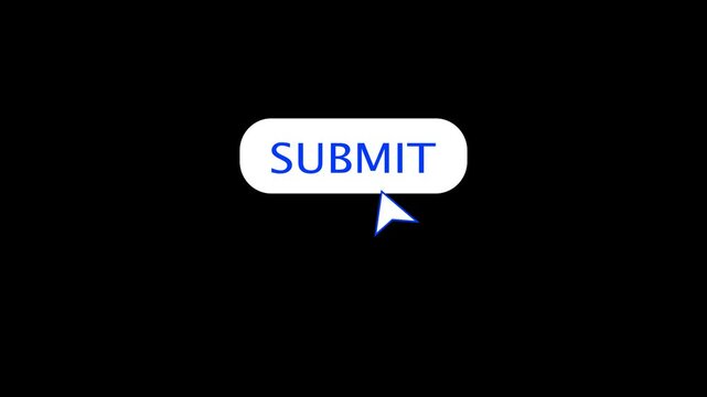 Submit button click animation with arrow. White background, 4K resolution