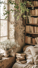 Cottagecore Study with Vintage Books Mockup 