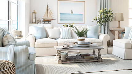 Nautical Living Room Mockup 
