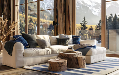 Rustic Lodge Living Room Mockup 