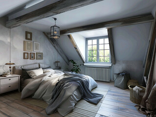 Scandi bedroom, scandinavia style interior, bedroom