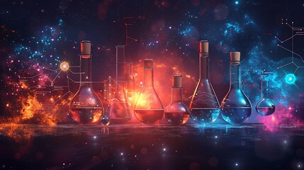 Infographic explaining the meaning of chemical equations and their reactions using colorful and futuristic visuals for better understanding of organic chemistry