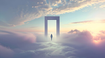 A minimalistic gateway to heaven, on the clouds.