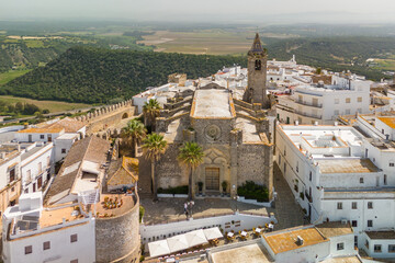 Aerial view of the picturesque Vejer de la Frontera town in Andalusia, Spain.