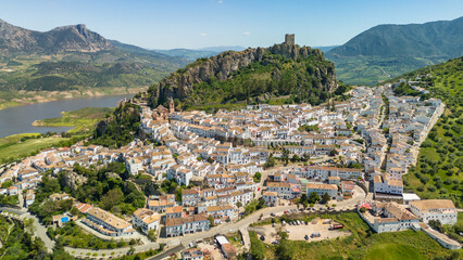 Aerial view of Zahara de la Sierra, Andalucia, Spain © Mazur Travel