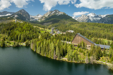 Mountain lake Strbske pleso in National Park of High Tatras, Slovakia