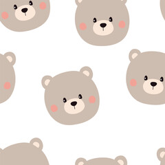 Cute bear seamless pattern. Baby background with bear. Vector illustration. It can be used for wallpapers, wrapping, cards, patterns for clothing and others.