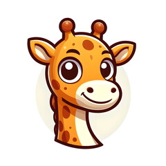 Cartoon Giraffe with friendly smile, flat colors