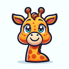 Cartoon Giraffe with friendly smile, flat colors