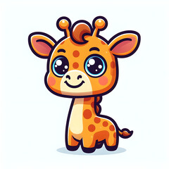 Cartoon Giraffe with friendly smile, flat colors