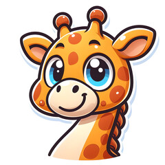 Cartoon Giraffe with friendly smile, flat colors