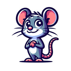 Obraz premium Cartoon Mouse with a friendly smile, flat colors