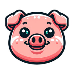 Cartoon Piggy with a friendly smile, flat colors