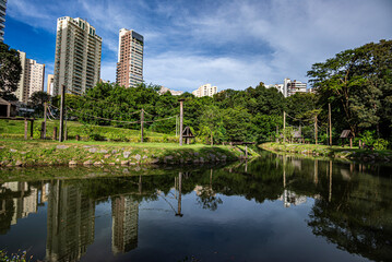 Fototapeta premium Buildings around the zoo in Goiania, Goias, Brazil
