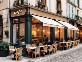 Cozy cafe view in french style