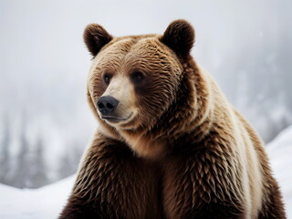 Fototapeta premium Funny cute bear on the white