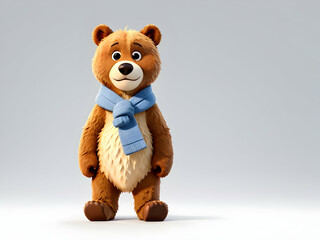 Funny cute bear on the white