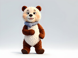 Funny cute bear on the white