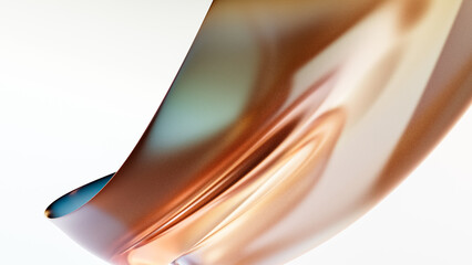 Fototapeta premium Abstract fluid iridescent holographic metalic shiny curved wave in motion colorful background 3d render. Gradient design element for backgrounds, banners, wallpapers, posters and covers.